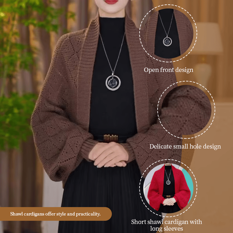 ✨LAST DAY 70% OFF🔥-Fashion Hollow Out Knitted Shawl Coat