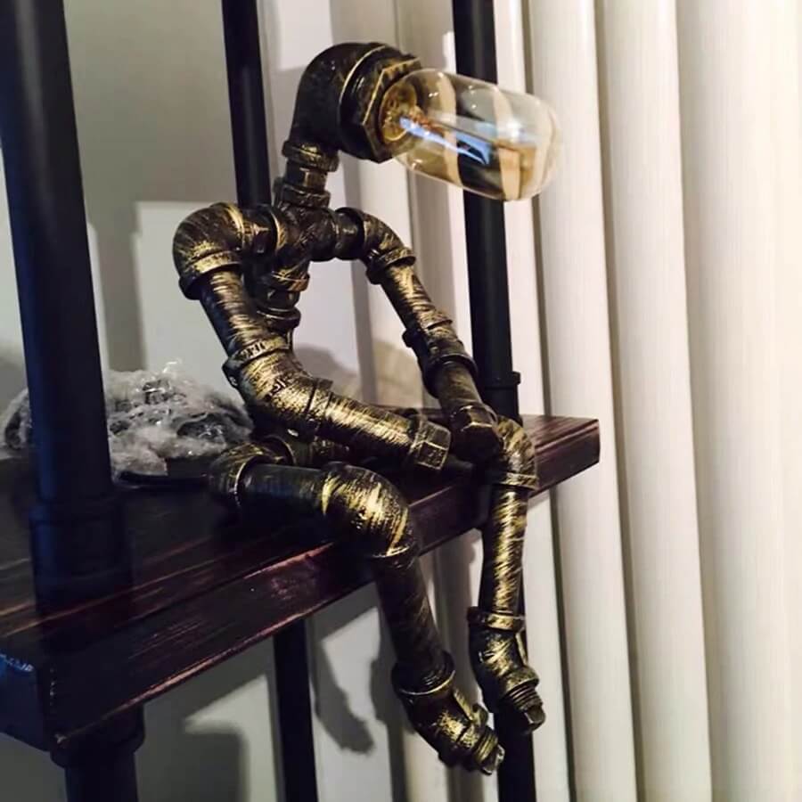 Steampunk Pipe Robot Lamp