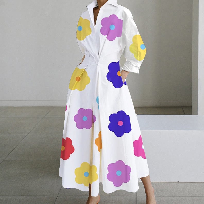 🔥LAST DAY SALE 60% OFF💕Women's Plain Lapel Shirt Wrap Dress (BUY 2 FREE SHIPPING)