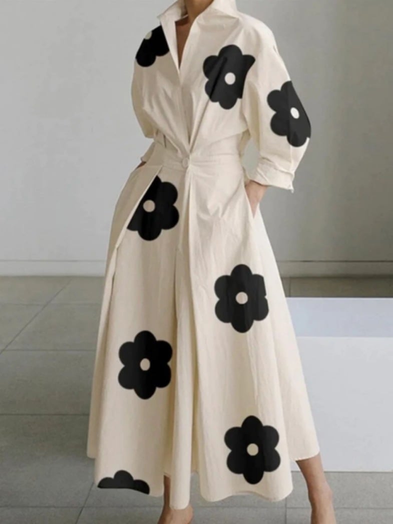 🔥LAST DAY SALE 60% OFF💕Women's Plain Lapel Shirt Wrap Dress (BUY 2 FREE SHIPPING)