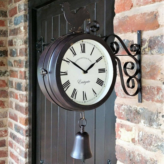 Rustic Rooster Doublesided Clock