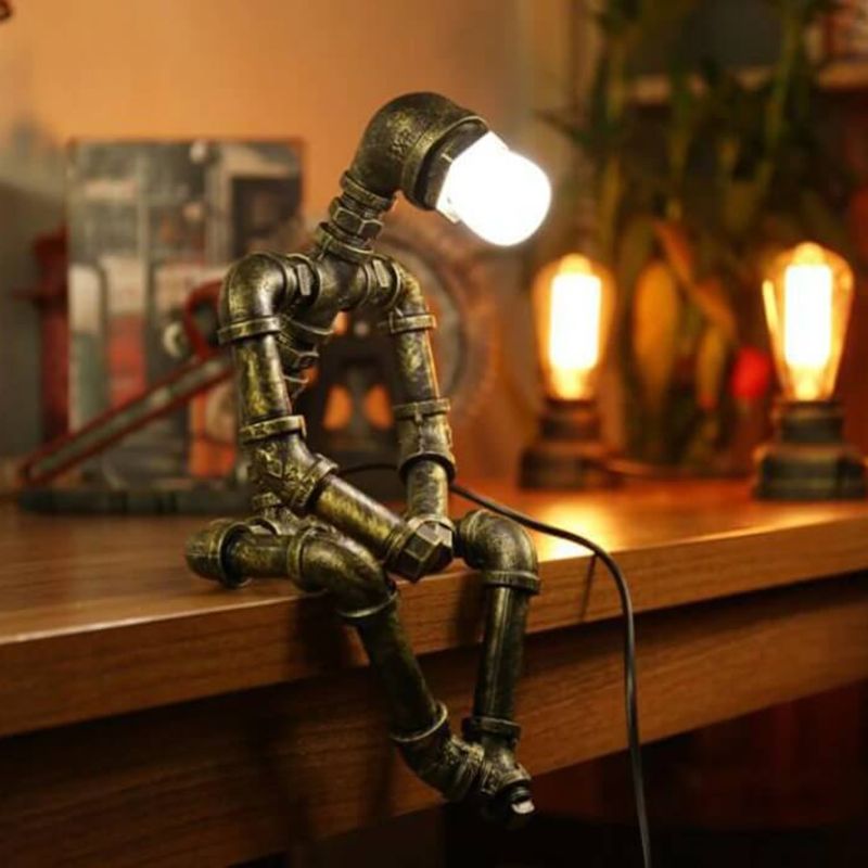 Steampunk Pipe Robot Lamp