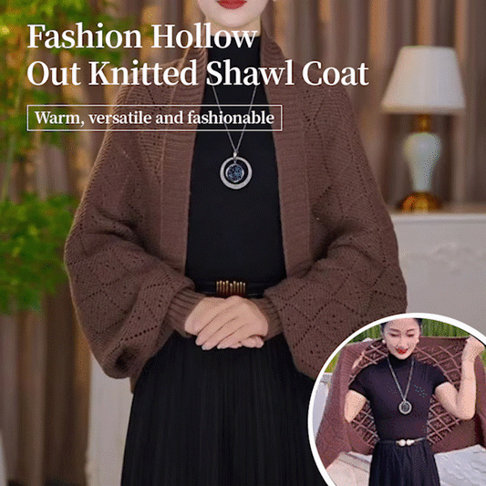 ✨LAST DAY 70% OFF🔥-Fashion Hollow Out Knitted Shawl Coat